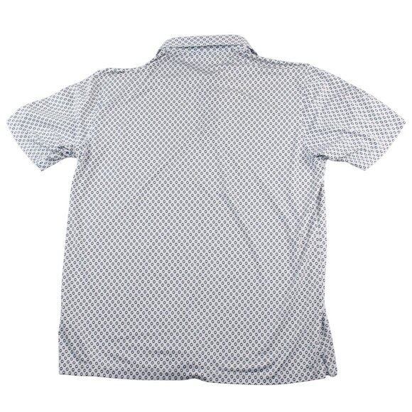 Devereux Performance Mens XL Golf Polo Shirt Blue White Geometric Print - Picture 2 of 11